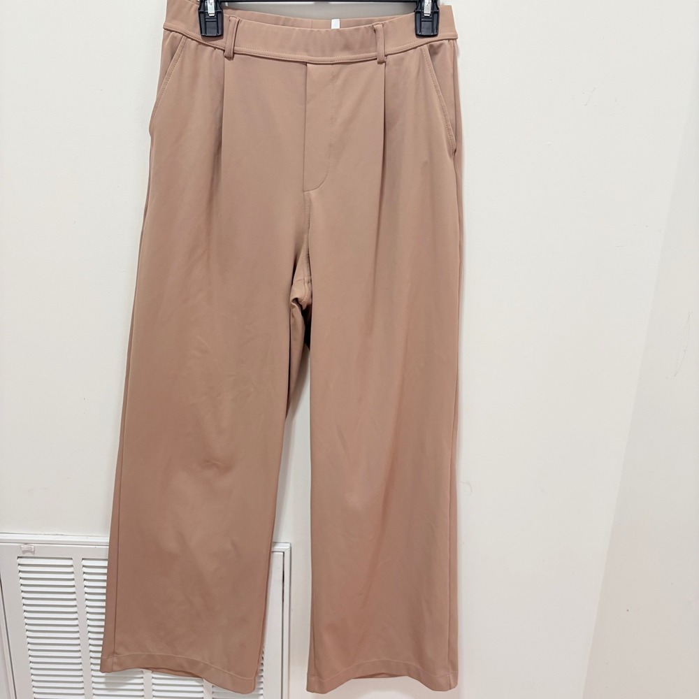 Halara High Waisted Wide Leg Dress Pants Women Tan Medium Pleated Trousers